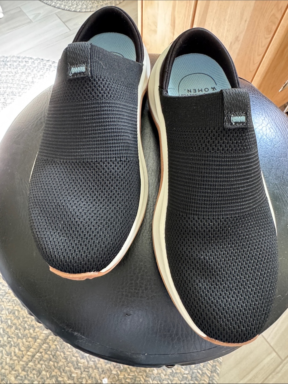 Ryka Black Slip-On Knit Sneakers with White Midsole